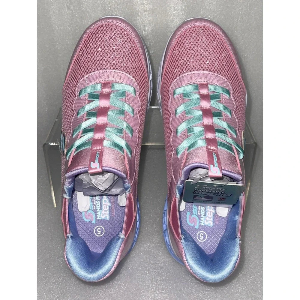 S Sport By Skechers Keely Sneakers Light Up‎ Stretch Laces Big Girls Size 5 NEW